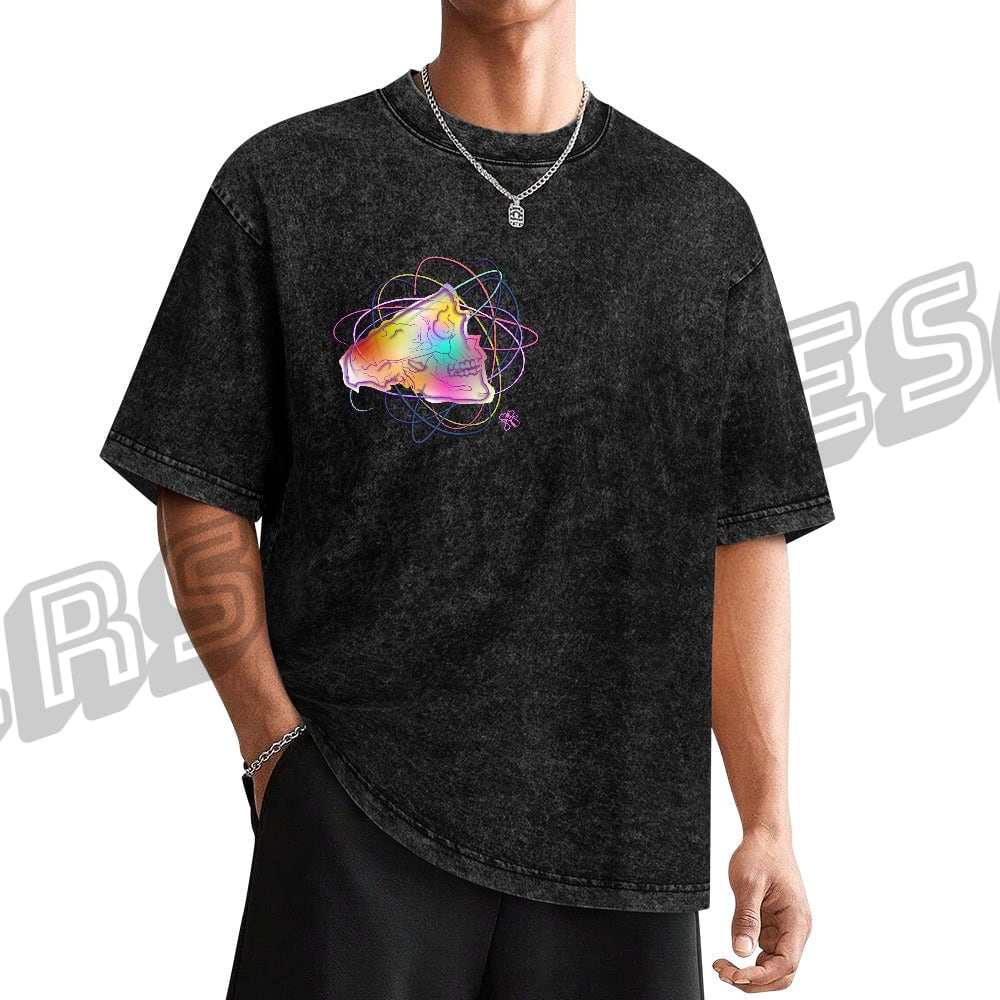Hot vintage wash off shoulder short-sleeved T-shirt