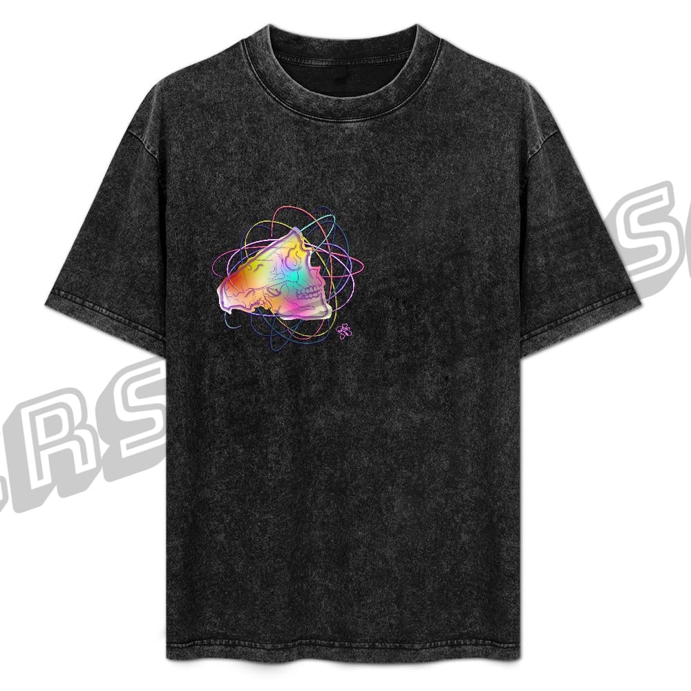 Hot vintage wash off shoulder short-sleeved T-shirt