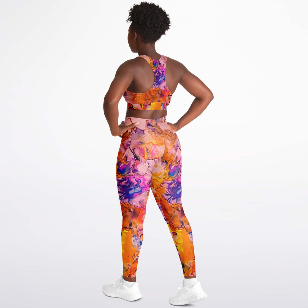 Padded Sports Bra & Leggings - Hibiscus