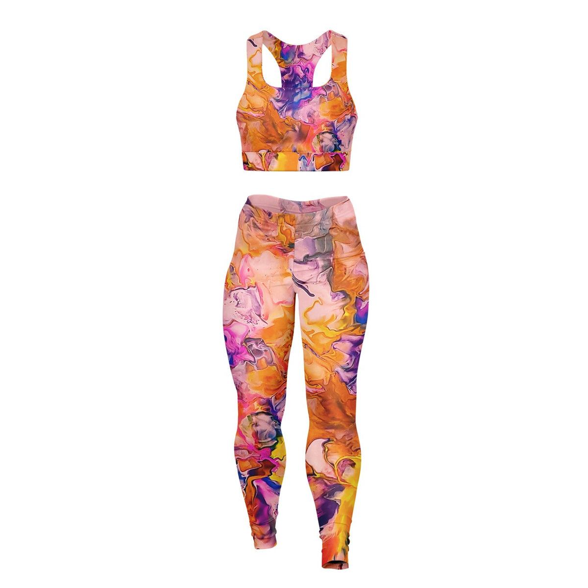 Padded Sports Bra & Leggings - Hibiscus