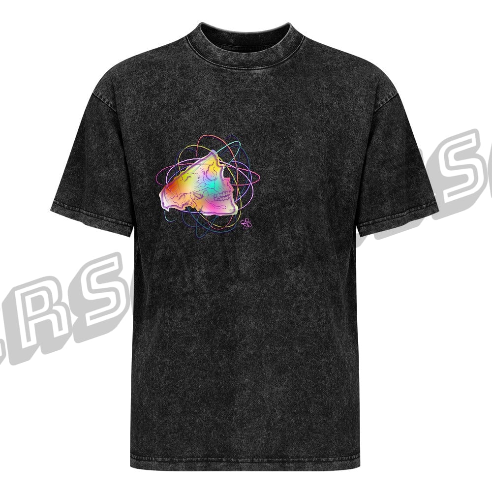 Hot vintage wash off shoulder short-sleeved T-shirt