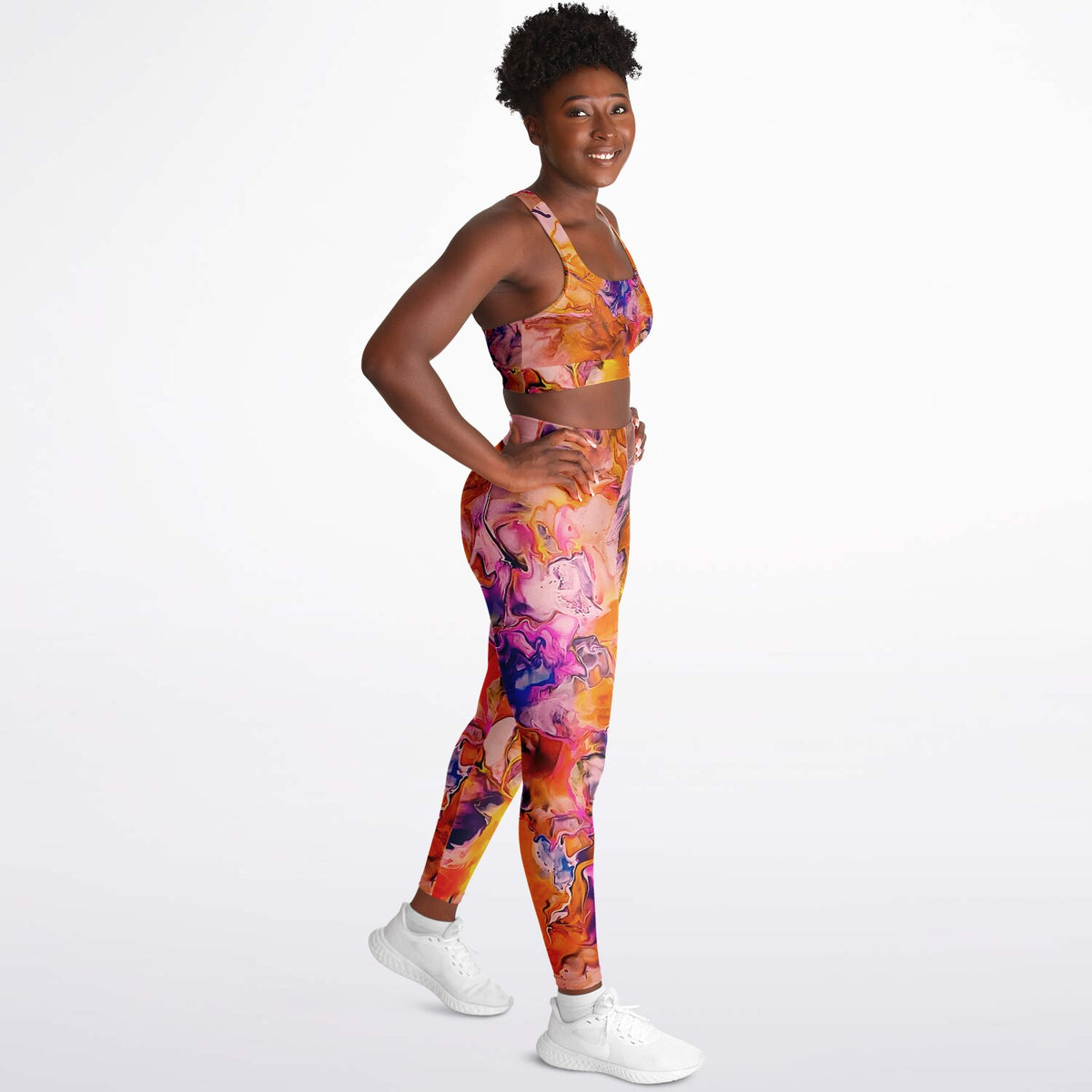 Padded Sports Bra & Leggings - Hibiscus