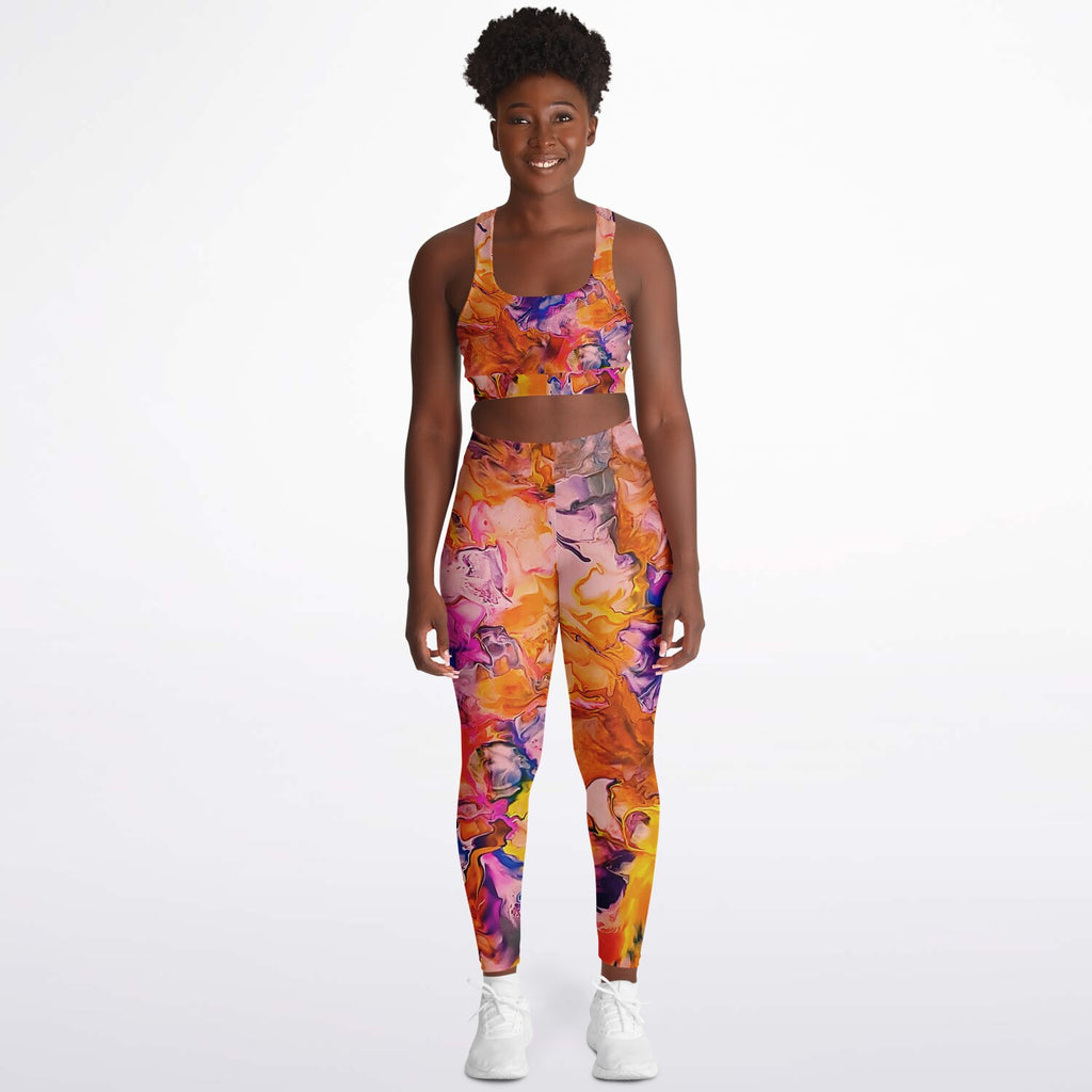 Padded Sports Bra & Leggings - Hibiscus