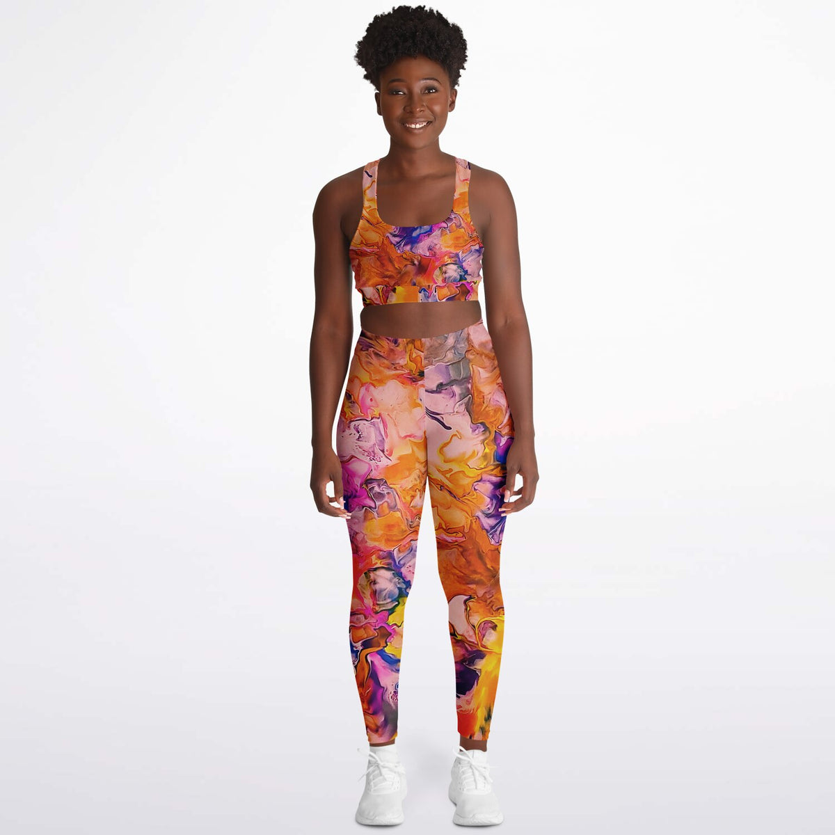 Padded Sports Bra & Leggings - Hibiscus