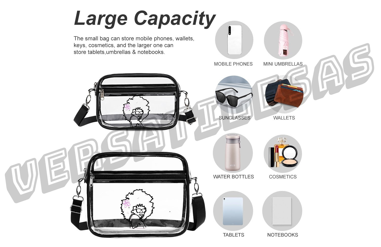 Transparent satchel set Two piece New