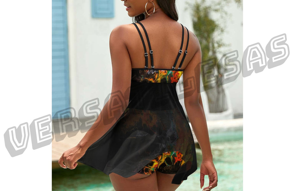 Split Skirt Mesh Swimsuit Set
