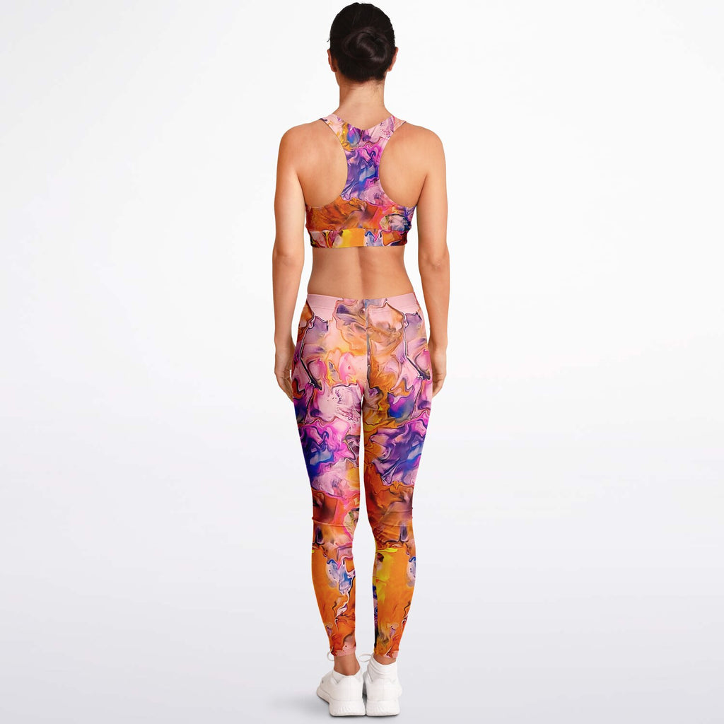 Padded Sports Bra & Leggings - Hibiscus