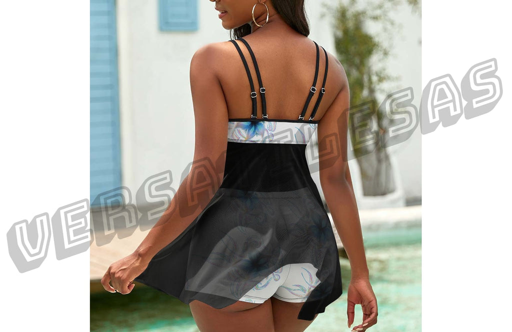 Split Skirt Mesh Swimsuit Set