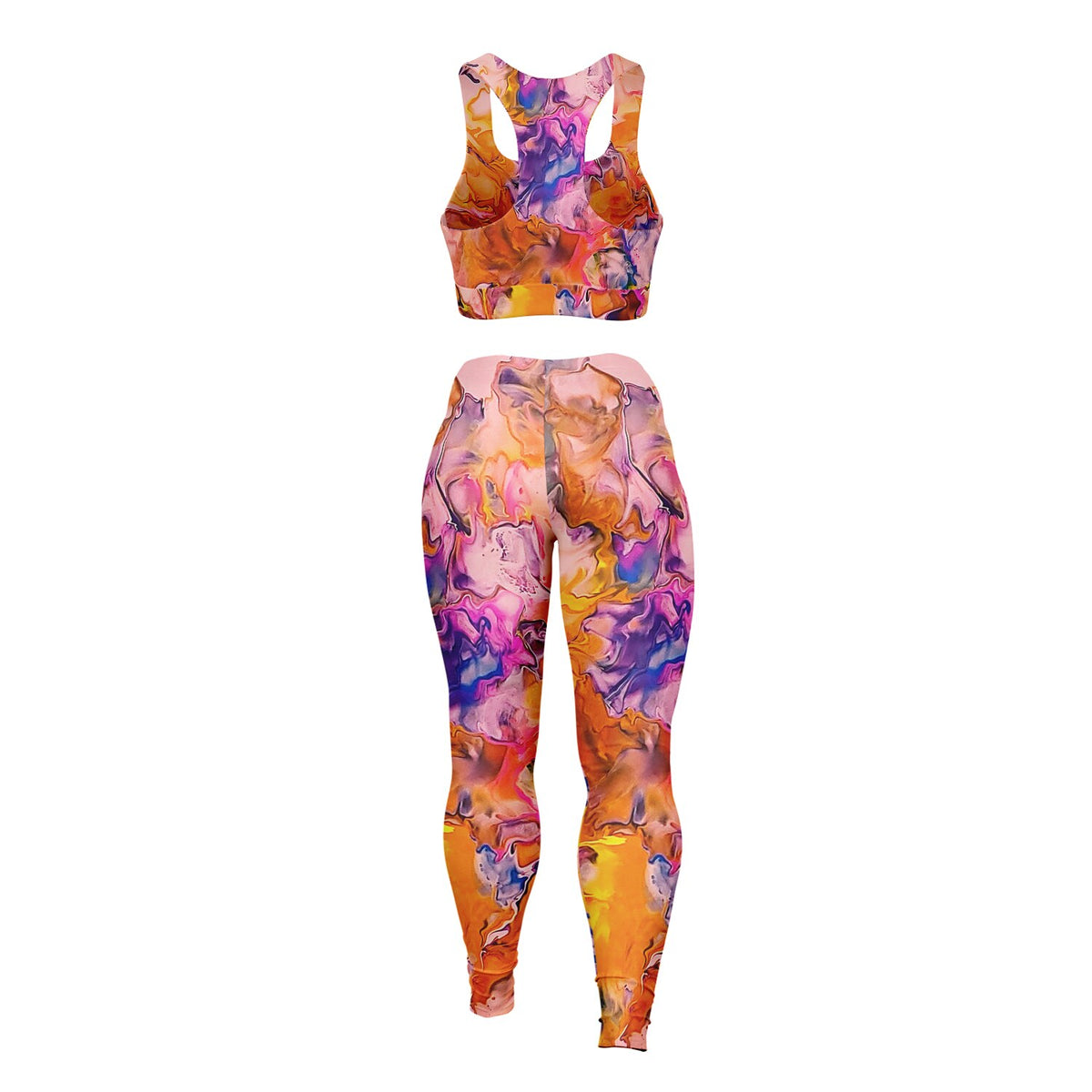 Padded Sports Bra & Leggings - Hibiscus