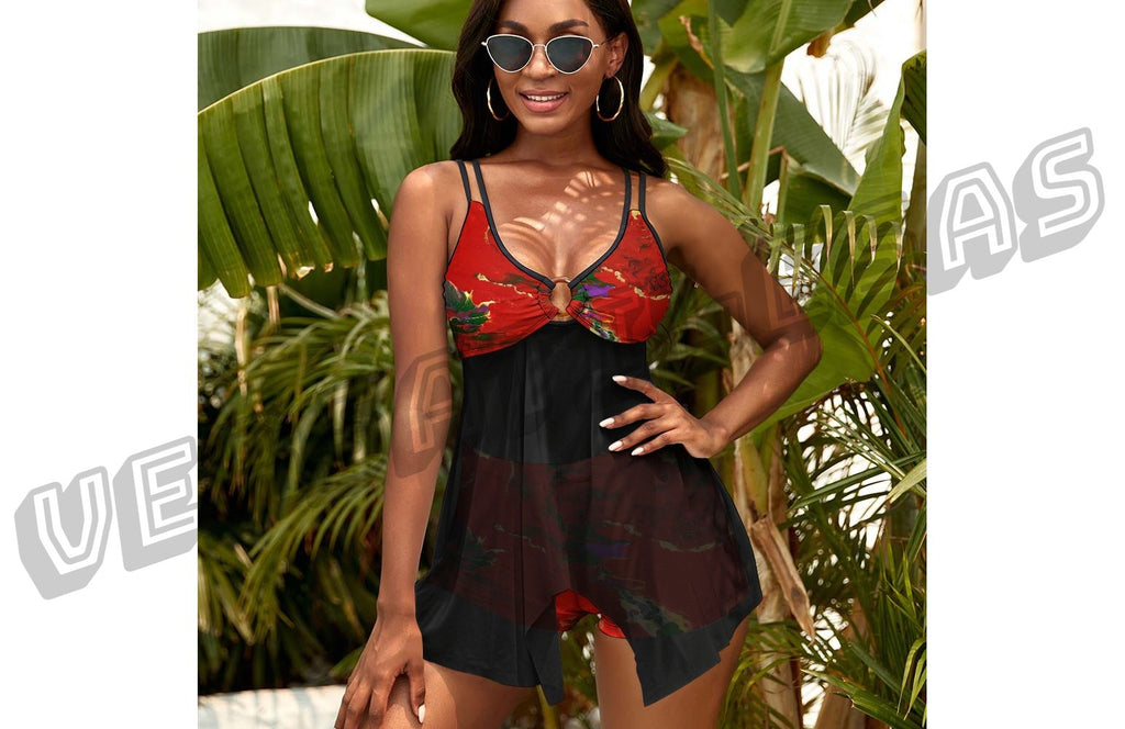 Split Skirt Mesh Swimsuit Set