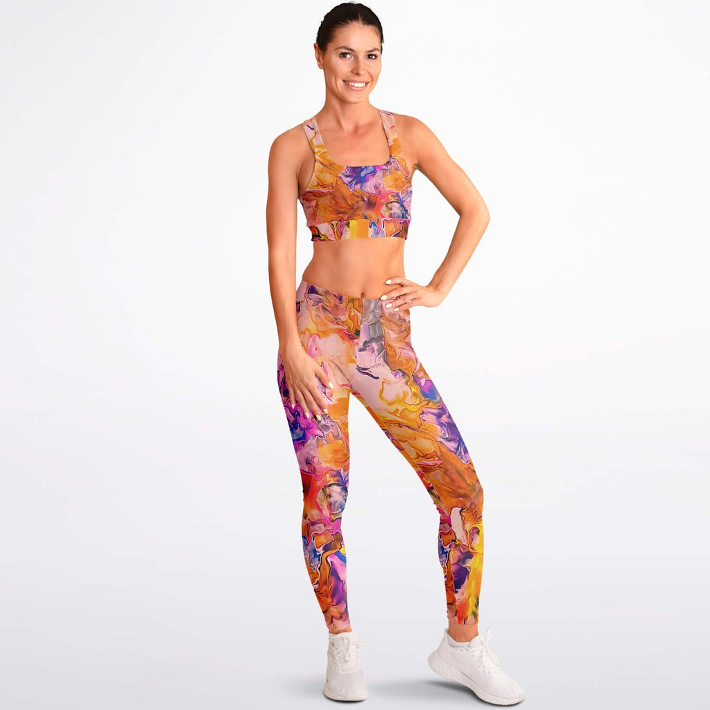 Padded Sports Bra & Leggings - Hibiscus