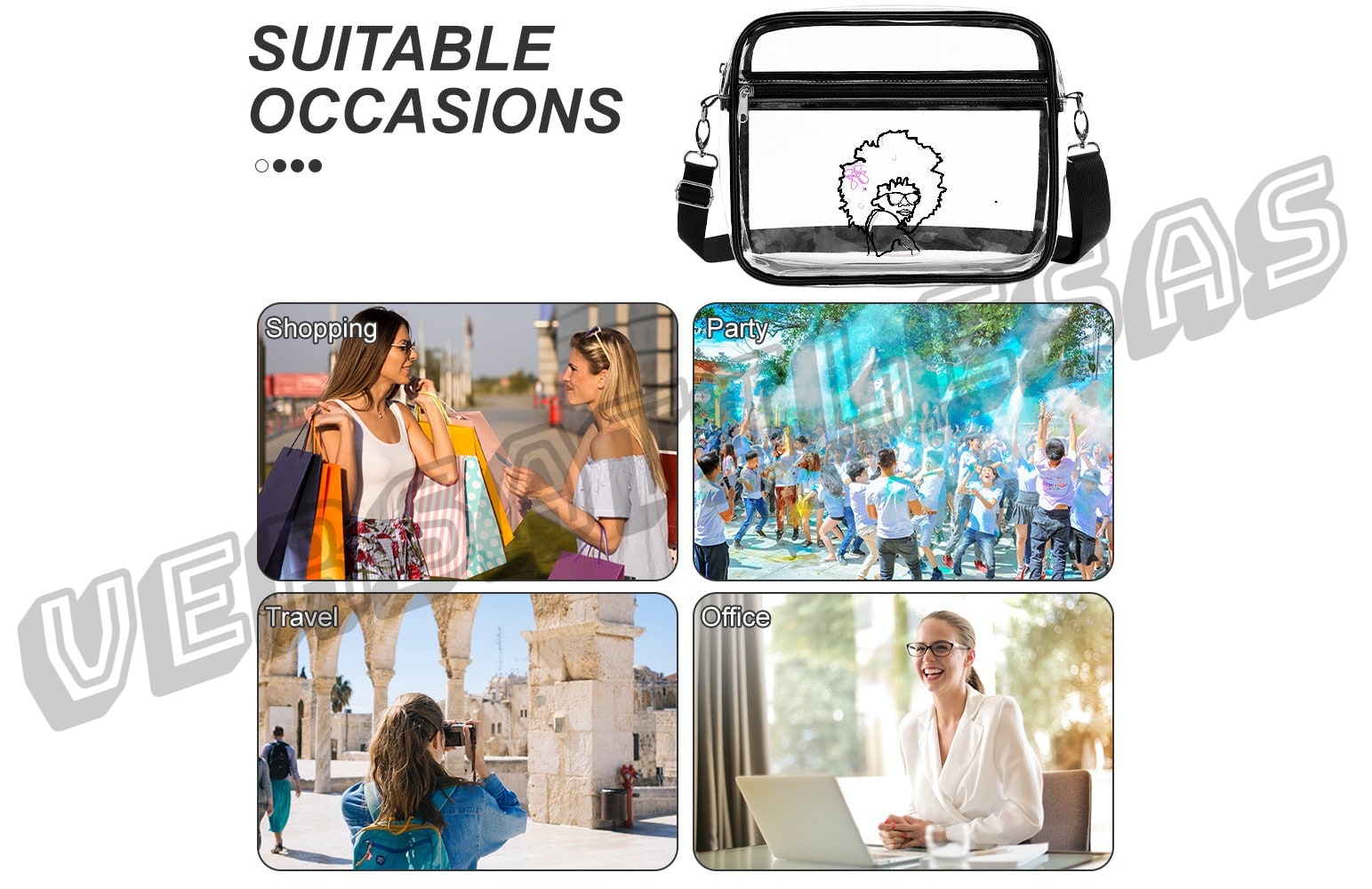 Transparent satchel set Two piece New