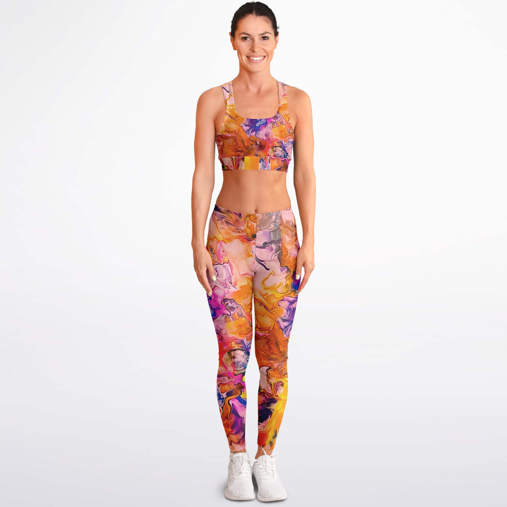 Padded Sports Bra & Leggings - Hibiscus