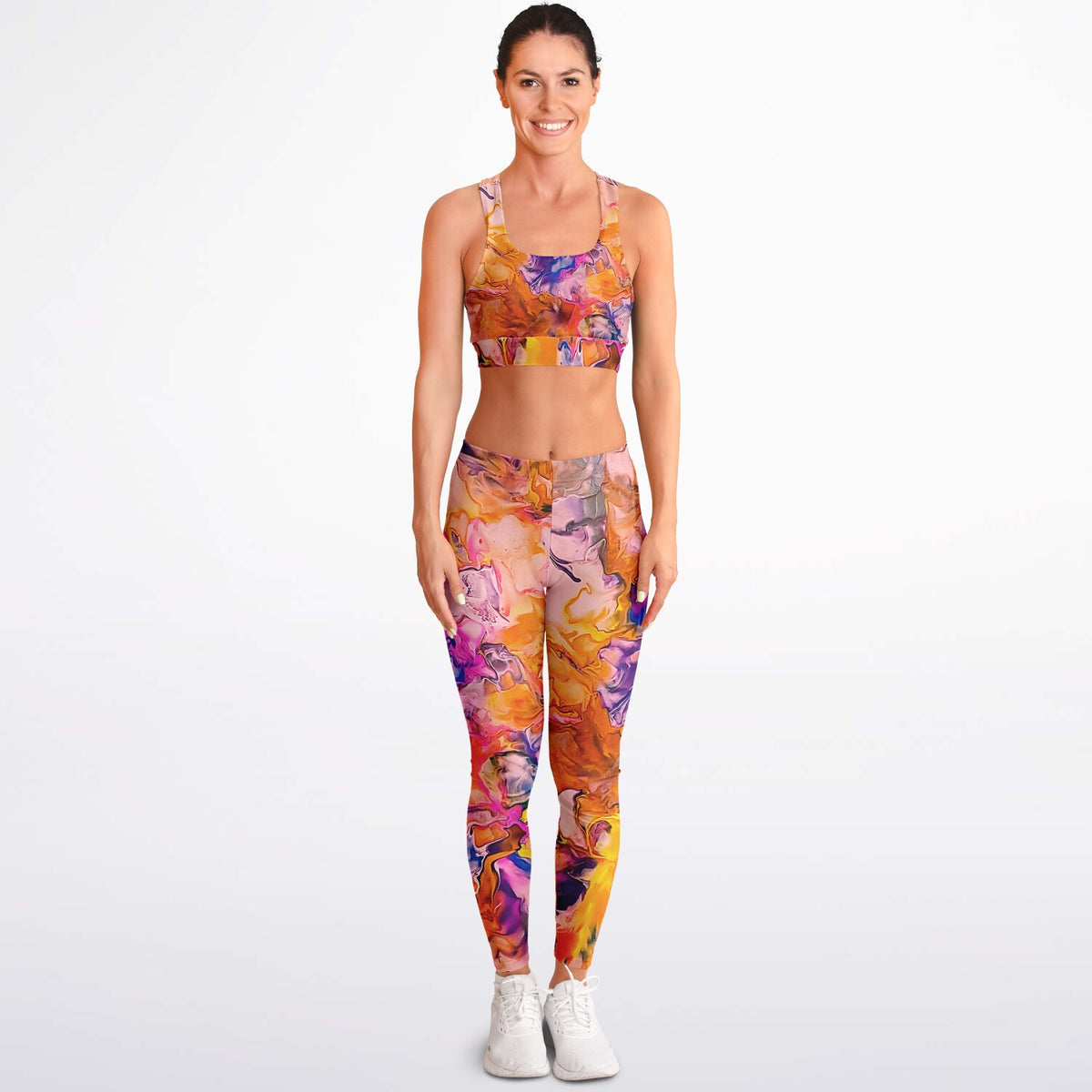 Padded Sports Bra & Leggings - Hibiscus